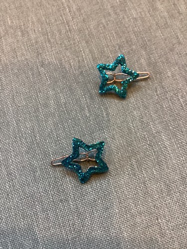 Pink And Blue Glitter Star Barrettes Set - Picture 4 of 5