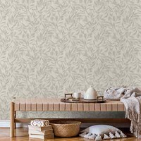 Vliestapete Ranken Blattmuster Skandi Stil Creme Beige Metallic 82441 (3,73€/1Qm