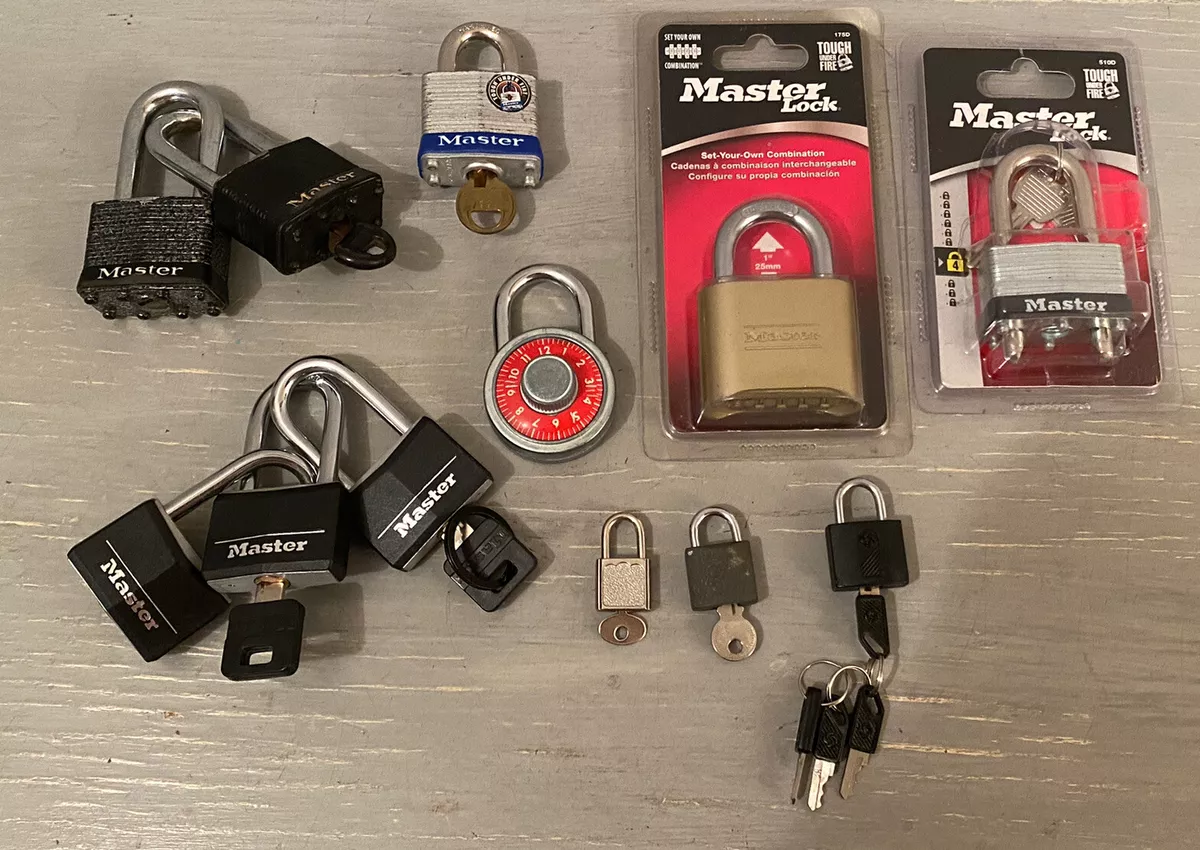 Lot of 12 Locks 10 Padlocks w Keys 1 Combination Padlock 1