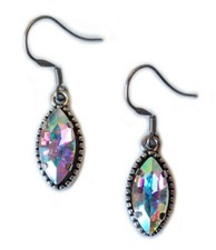 Simple Elegant Dangle/Drop Earrings Antiqued Silver Glass Crystal Bridal Wedding