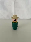Vintage Fisher Price Western Man with Mustache, Green Body, and Yellow Scarf