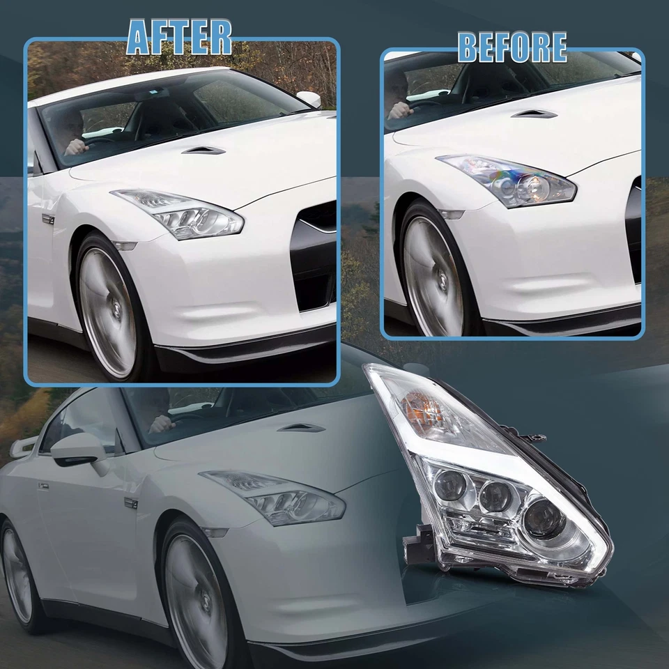 Faros LED DRL para Nissan GTR R35 09-22 actualización 09-16 a 17+ luces delanteras L+R Foto 4 de 4