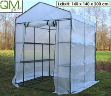 Gewächshaus Foliengewächshaus Garten Treibhaus mit Regalen Gitterfolie Folie Tür