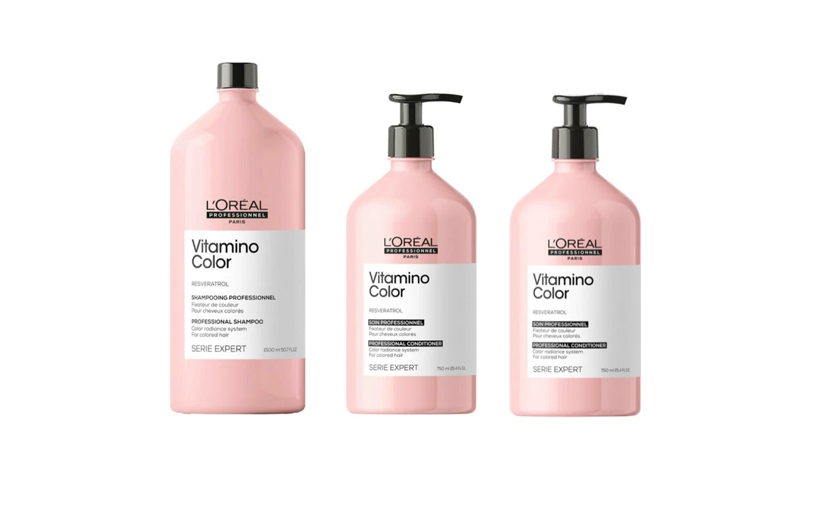 LOREAL VITAMINO Colour Shampoo 1.5L & 2x 750 ml Conditioner Professional  Size