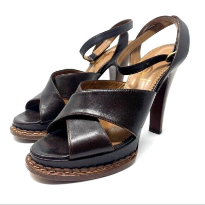 2004 TOM FORD FOR YSL RIVE GAUCHE COLLECTION PLATFORM SANDAL HEELS 40/9