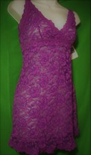 NEW HANKY PANKY 595304 CROSS-DYED MADE IN USA PVSR SIGNATURE LACE CHEMISE M