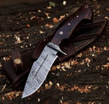 HANDMADE DAMASCUS Tom TRACKER KNIFE HUNTING SURVIVAL WOOD HANDLE 10”