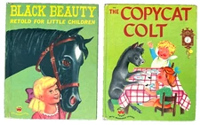 BLACK BEAUTY & COPYCAT COLT ~ 2 vintage children's Wonder Books, horses, 1st ed.