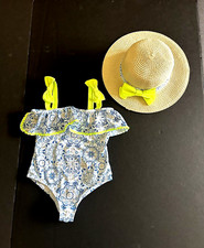 Tommy Bahama Girl's Sz 5 One Piece Floral Swim Suit-Matching Sunhat