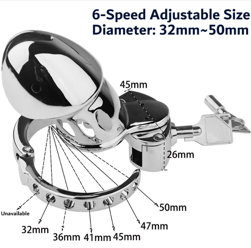 New Adjustable Stainless Steel Male Chastity Cage Lockable Ring Penis Cage BDSM
