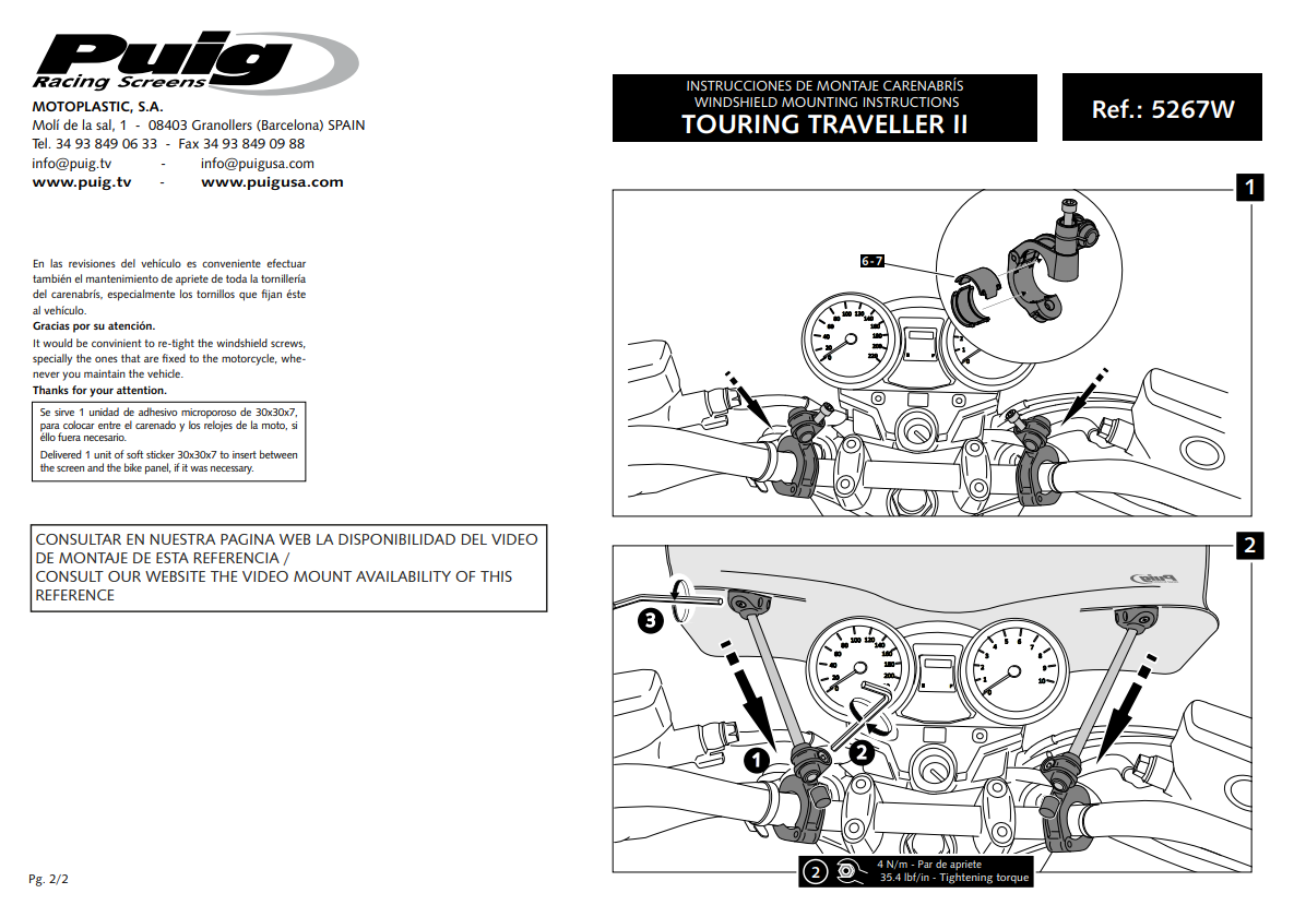 Puig Touring 2 Screen Windshield Deflector Clear Honda MSX 125 2013