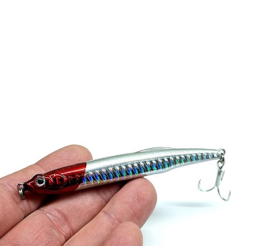 Bass Pollack Sinking pencil lure 95mm 17g Chrome petrol sprat long cast BBK hook - Picture 11 of 20