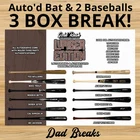 LOS ANGELES DODGERS autographed Gold Rush Bat + 2 signed Baseball: 3 BoxBreak