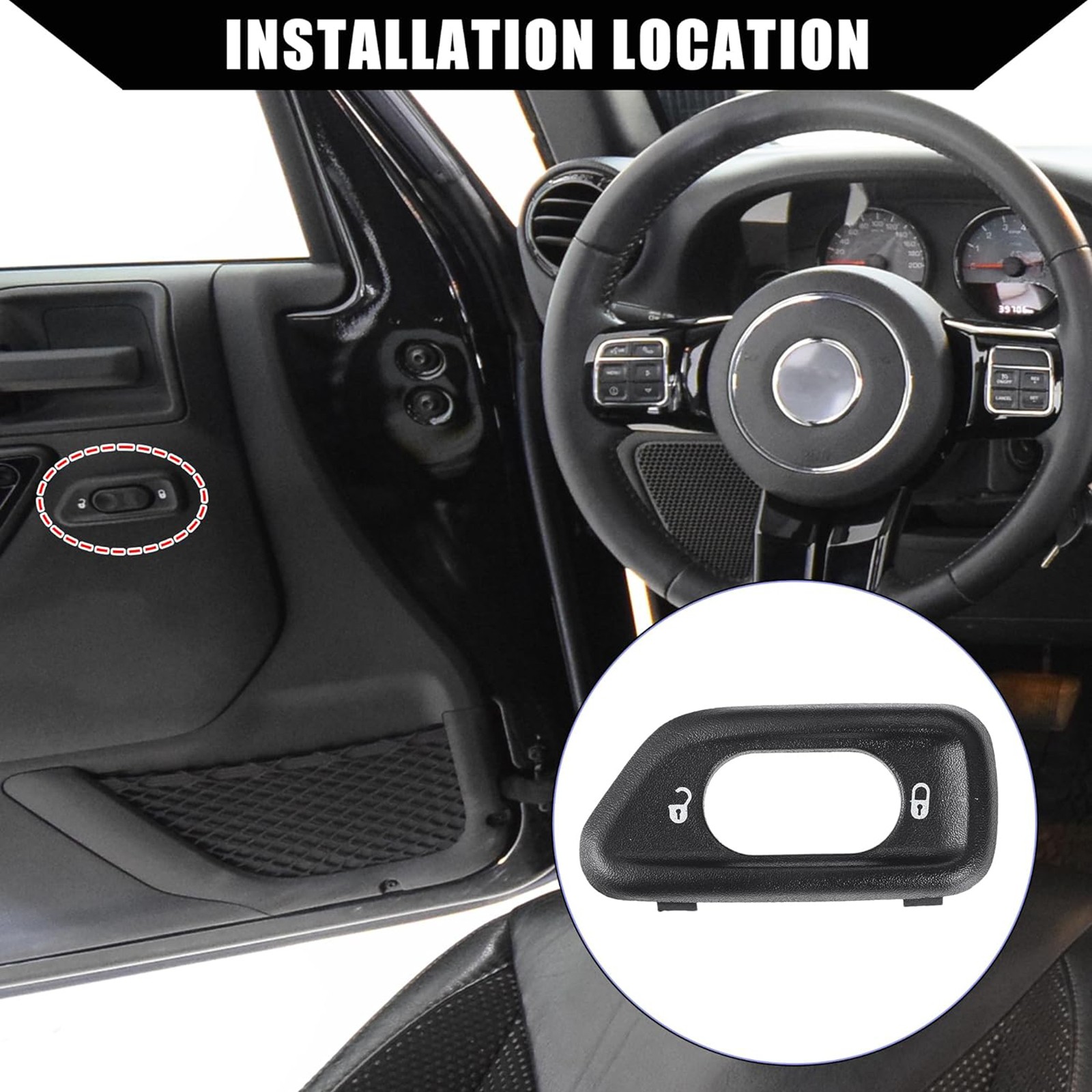 New Left Driver Side Door Lock Switch Bezel For Jeep Wrangler JK 68185911AA thumbnail 7