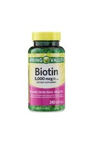 Spring Valley Biotin 5000 mcg Softgels, Hair Skin  Nails Support, 240 Count