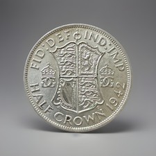 Great Britain 1942 - King George VI - Silver .500 Half Crown Coin