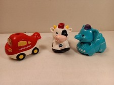 Lot 3 VTech Go Go Smart Wheels Cars Cow, Elephant, Helicopter  As Is Working