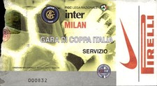 Biglietto stadio Inter Milan Gara Coppa Italia Servizio 2000-2001 Pirelli Nike