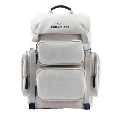PAUL SHARK Zaino Uomo Canvas Con Rifiniture In Pelle 25418102 Beige Chiaro