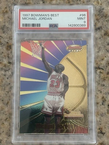 MICHAEL JORDAN CHICAGO BULLS 1997 BOWMAN'S BEST BASKETBALL CARD #96 PSA 9 Clean!