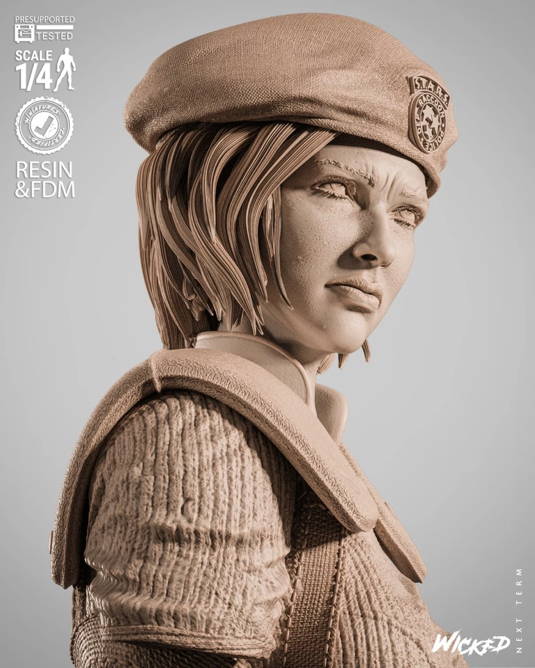 Busto de retrato impresso em 3D Fan Art Jill Resident Evil por Wicked3d - Imagem 4 de 4
