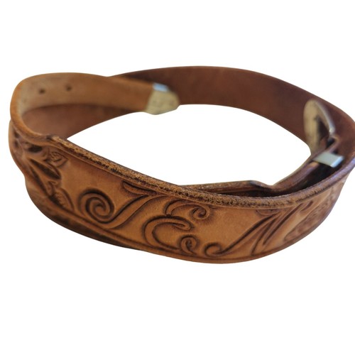 Vtg Hand Tooled Leather Belt Cat Horse Personilzed Jen 34" Signed G.Hast '78