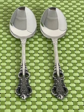Stanley Roberts LADY JOANN Stainless 2 Oval Soup Spoons Jo Ann Flatware - 7 1/2"