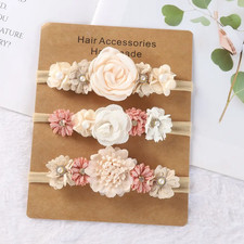 3Pcs Baby Girl Headband Set Cute Baby Elastic Hair Band Newborn Head Flower Tod