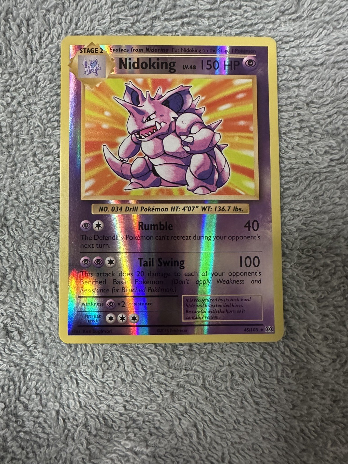 Pokemon TCG Nidoking 45/108 2016 Evolutions Reverse Holo Rare