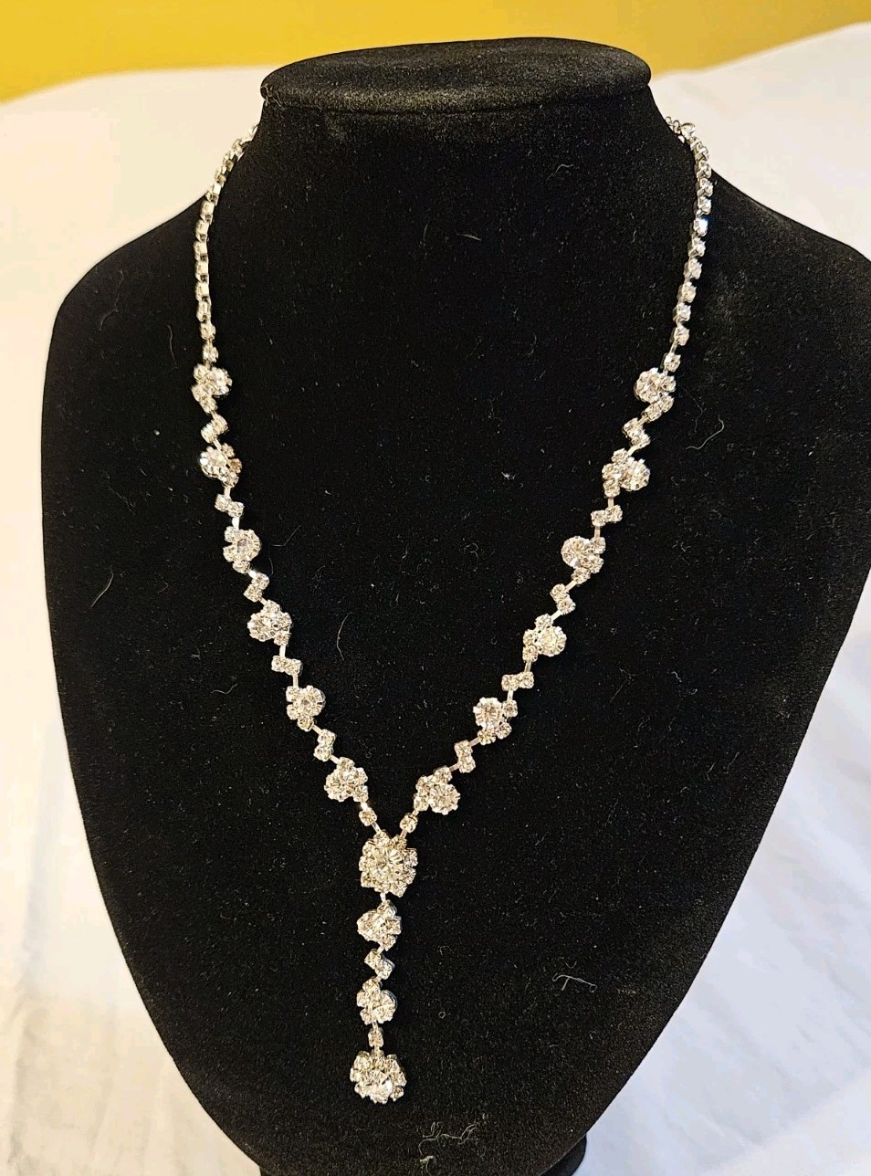 16" Statement Sparkle Silvertone Clear Rhinestone… - image 2