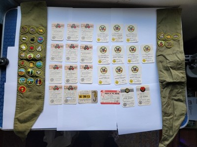 Boy Scout Vintage Memorabilia 1960s Patches, Merit Badges, Sashes, And Cards