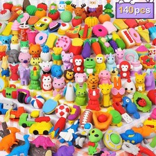 140 Pack Animal Erasers for Kids, Take Apart Mini Pencil Erasers, Desk Pets ...