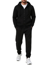 Black Men's Tracksuits Casual 2 Piece Sweatsuit For Men Full Zip Up Hoodies A...