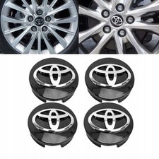 Cache Moyeu Centre Roue 62mm TOYOTA Noir Logo Enjoliveur Lot De 4 Caches