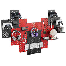 PEGZONE Controller and Headphone Holder Wall Mount, 14Pcs, Black Red
