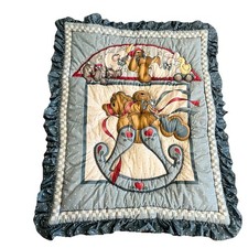 Daisy Kingdom Blue Rocking Horse Baby Crib Comforter Quilt USA Vintage