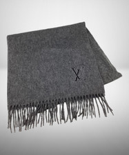 Sciarpa Louis Vuitton 100% Cashmere Made in Italy Frangia Grigio Logo LV Aute...
