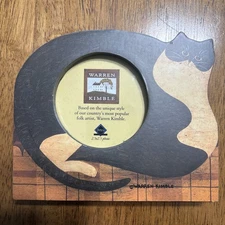 Warren Kimble Fat Cat Photo Frame, Wood Folk Art Primitive 2.5” Fetco New
