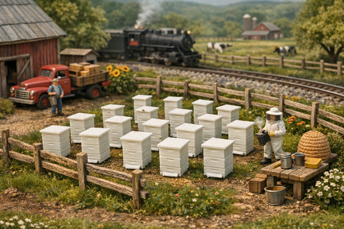 O Scale 1:48 - Beehives 15 Pack – 3D Printed Farm Scene Detail for Layouts - Afbeelding 1 van 12