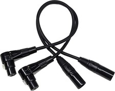 Right Angle Female XLR to Straight Male XLR Plug Cable, 3-Pin to 3-Pin, 2 Pack