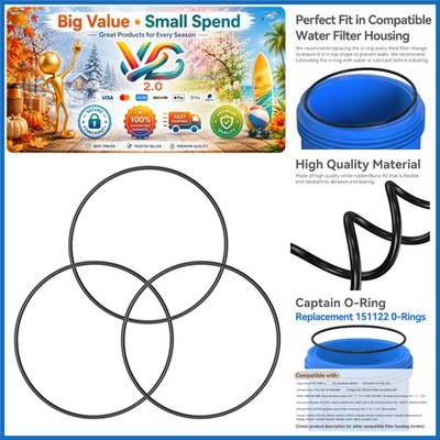 Water Filter O-Ring 3-Pack for Pentair Pentek Big Blue Replacement Rubber Seal