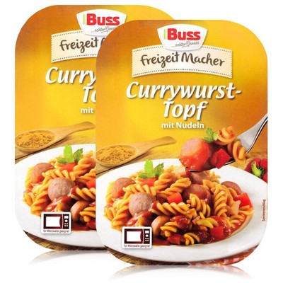 Buss Currywurst-Topf mit Nudeln 300g - Fertiggericht (2er Pack)