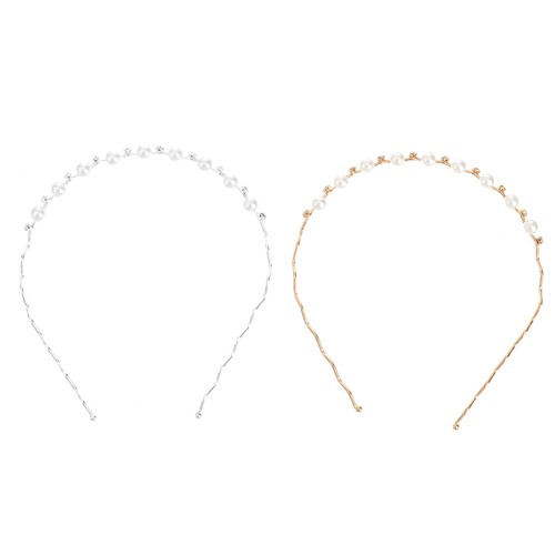 2pcs Retro Headband Pearl Crystal Elegant Hair Band Headwear Dress