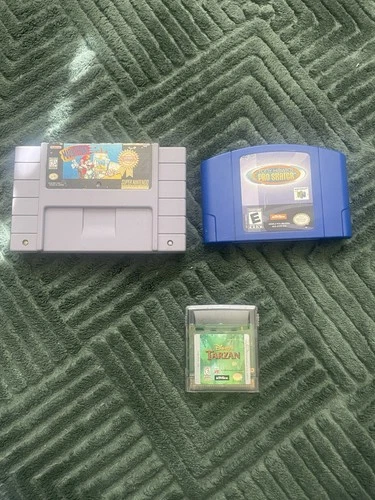 Vtg Nintendo Game Lot Mario Paint Tarzan Tony Hawk SNES N64 Gameboy Color