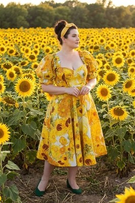 sunflower fit and flare dress Fit & Flare Sleeveless Linen-Blend Midi Dress main image 0