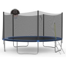Sportspower 14' round Trampoline with Safety Enclosure in Black and Blue