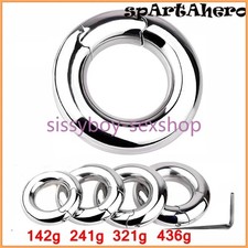 Stainless Steel Ball Heavy Ring Metal Lock Training Scrotum Pendant Male Bondage