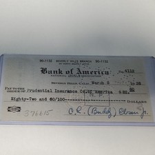 Buddy Ebsen Canceled check - 1 signed 1938  W...