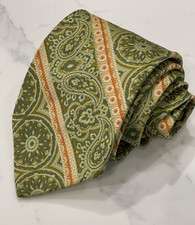 Wembley Wemlon Vintage Green Medallion 55.5 x 4 Wide Retro Ugly Disco MCM Tie