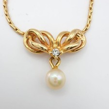 Christian Dior Vintage Gold Plated Pearl Drop Necklace Adjustable 43cm Germany